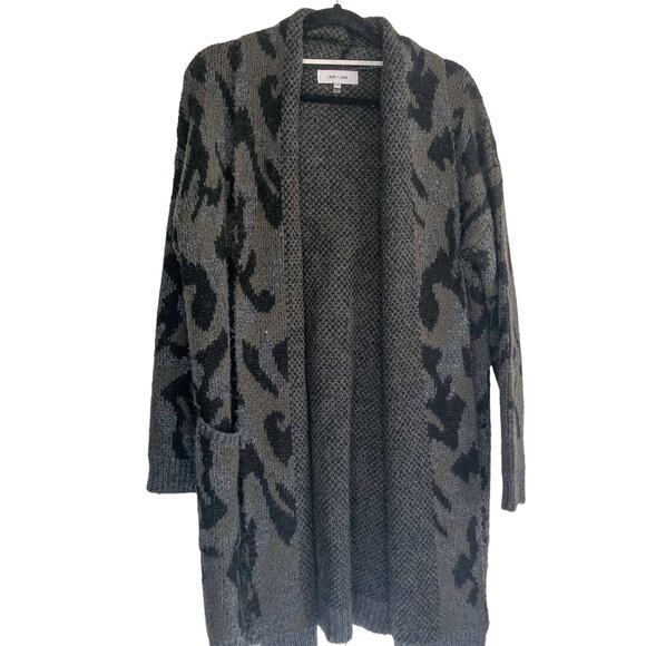 John + Jenn Cardigan Sweater Leopard Green Medium - Picture 1 of 6